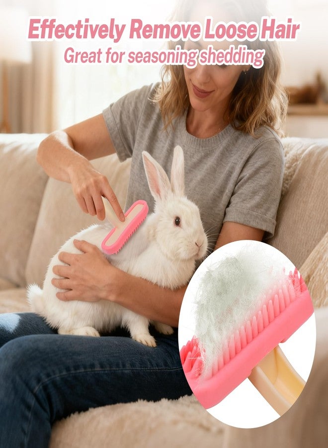 فرشاة CLLGrocery Bunny، فرشاة سيليكون ناعمة للحيوانات الصغيرة، فرشاة للكلاب ذات الشعر القصير - تزيل الشعر المتساقط، وتفك التشابك، وتدلك شعر الأرانب، والشنشيلات، والقطط الصغيرة، والجراء خلال موسم تساقط الشعر أو وقت الاستحمام - Image 3